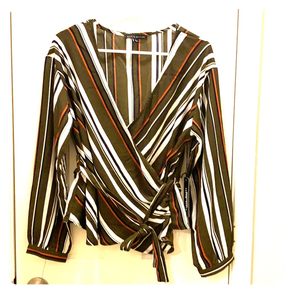 Stripped Surplice Top